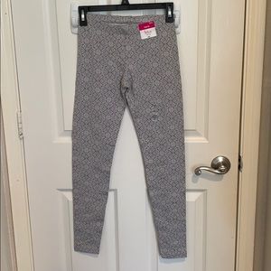 Flirtitude leggings size small, grey/white pattern